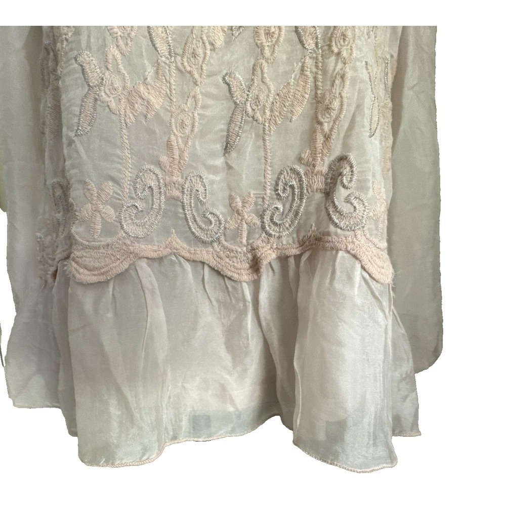 Elena Baldi Shirt Size S‎ Made In Italy Silk Cottagecore  peasant pink BOHO - Picture 8 of 13